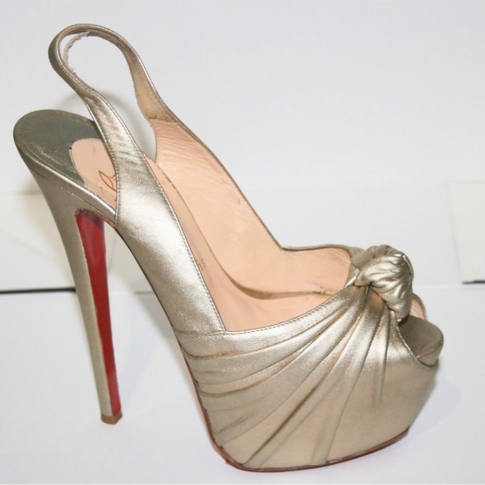 Christian Louboutin leather gold heels